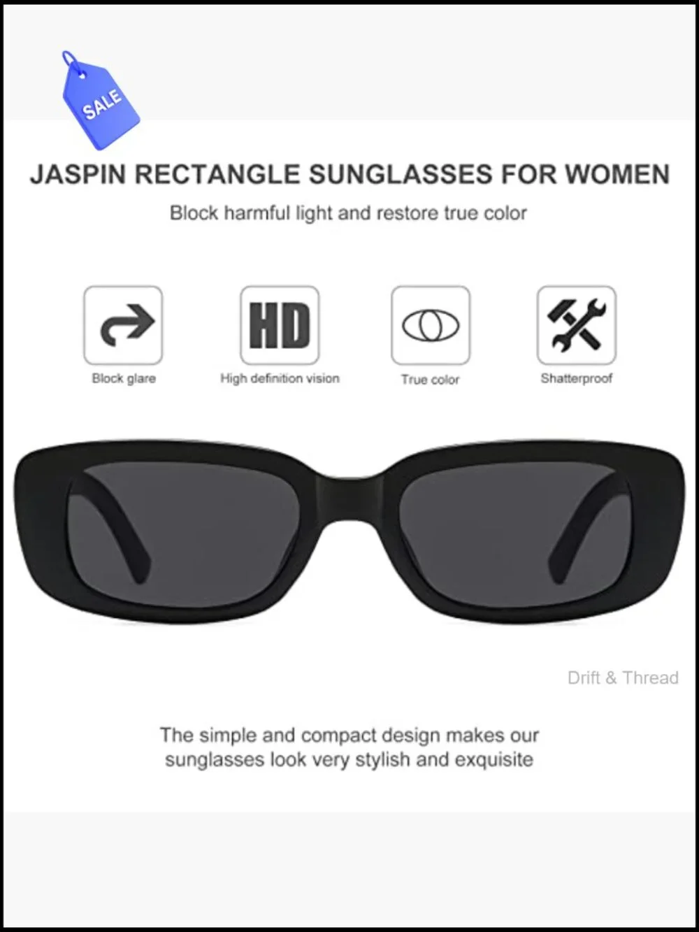 Y2K Rectangle Sunglasses Women Men Retro Narrow Square Shades UV Protection